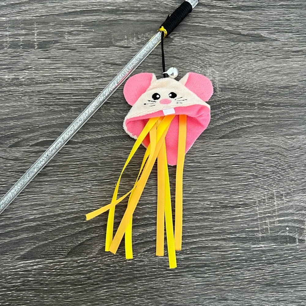 Interactive Cat Toy Teaser with Crunch paper and Ring bell - Mouse Design
